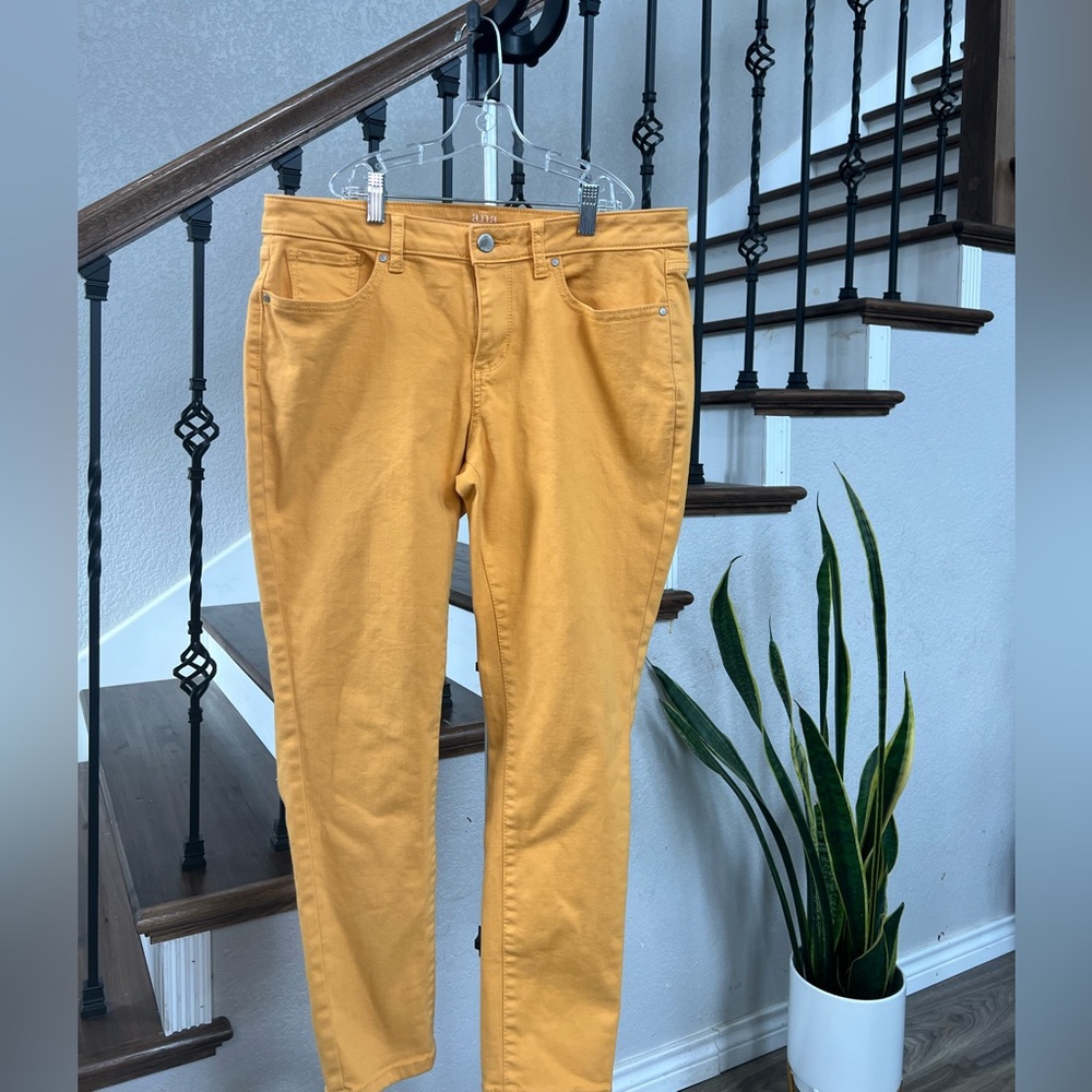 a.n.a dark yellow orange jeans. Size 10. Skinny ankle